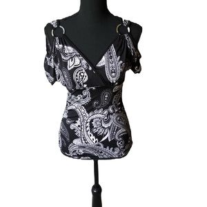 Paisley Pull-over Bare-Shoulder Top Size S